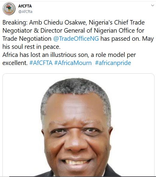 Nigeria’s Chief Trade Negotiator, Chiedu Osakwe, Is Dead