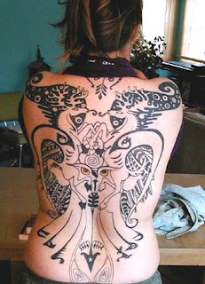 Japanese Tribal Tattoo Art Full Body Back Girl 