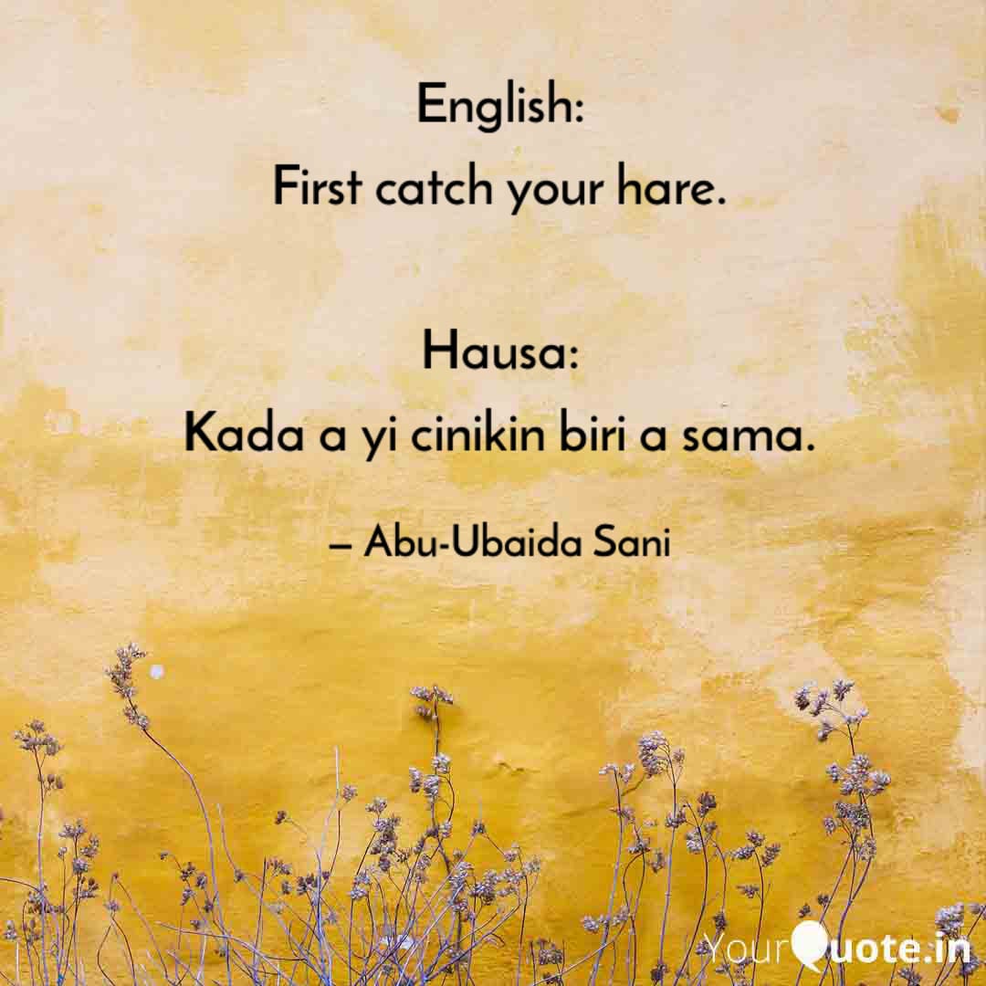 English Proverbs and their Hausa Translation