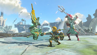 Link and Sidon fighting a Construct together