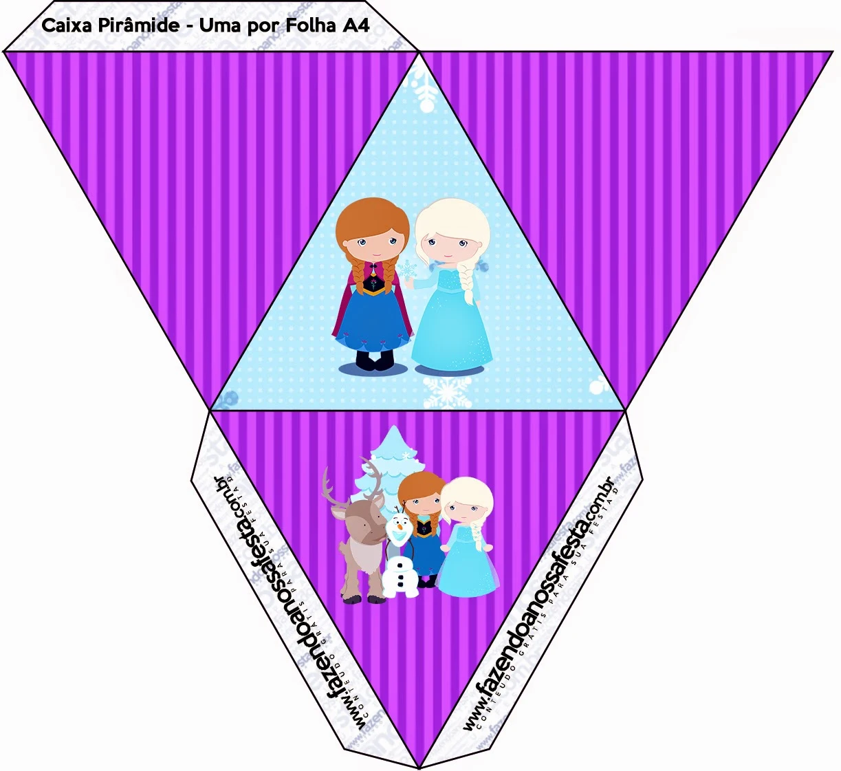 Frozen Babies in Christmas Free Printable Pyramid Box.