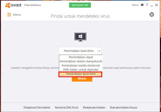 mode pemindaian Boot Time avast