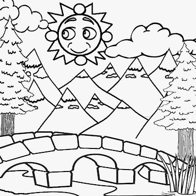 river mountain sun and clouds summer crafts preschool holiday pictures to color activities for kids