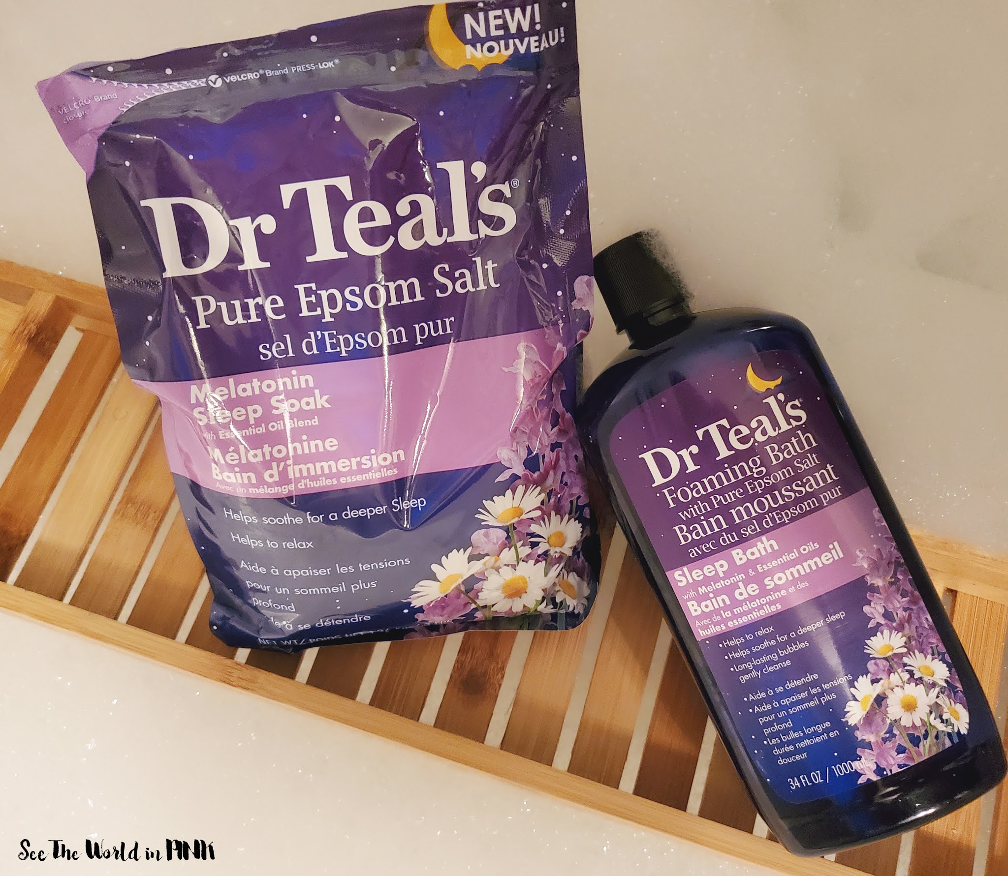 Relaxing Bubblebath Night With Dr. Teals Melatonin Epsom Salts and Foaming Bath