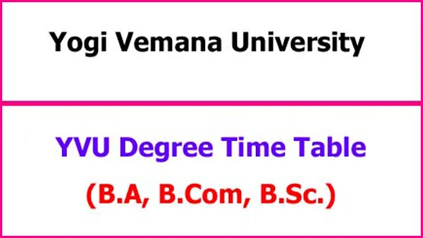 YVU Degree Exam Time Table 2023-24