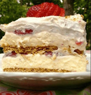 STRAWBERRY CREAM CHEESE ICEBOX CAKE