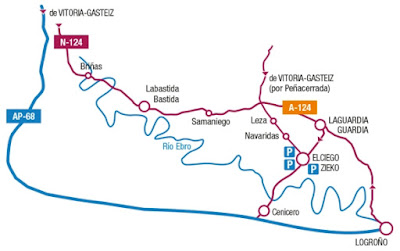 Mapa carreteras Elciego. La Rioja alavesa