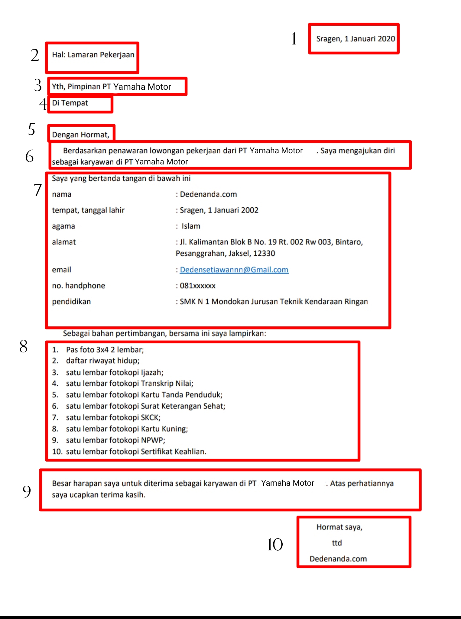 Cara Menulis Surat Lamaran Yamaha Motor Manufacturing Indonesia Tulis Tangan Kisi Psikotes