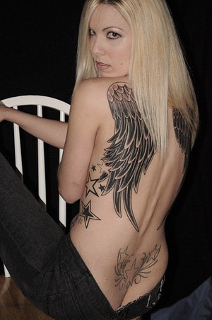 Full Back Wings Women Angel Tattoos Desaign