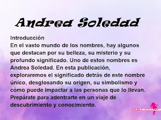 significado del nombre Andrea Soledad