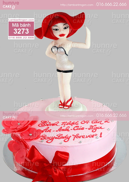 Bánh gato sinh nhật đẹp ấn tượng tạo hình cô gái sành điệu fondant tặng vợ yêu