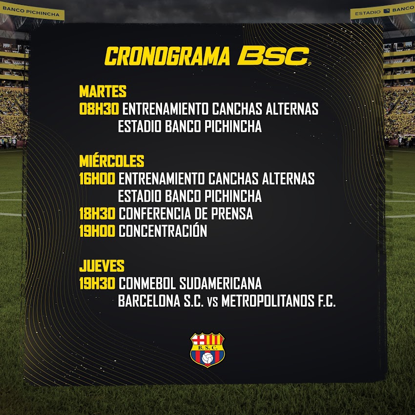 Cronograma semanal de BSC