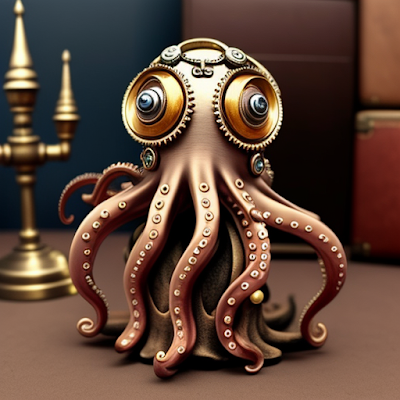 Steampunk Octopus Statue Miniature 3D amazingwallpapersa blogspot com (35