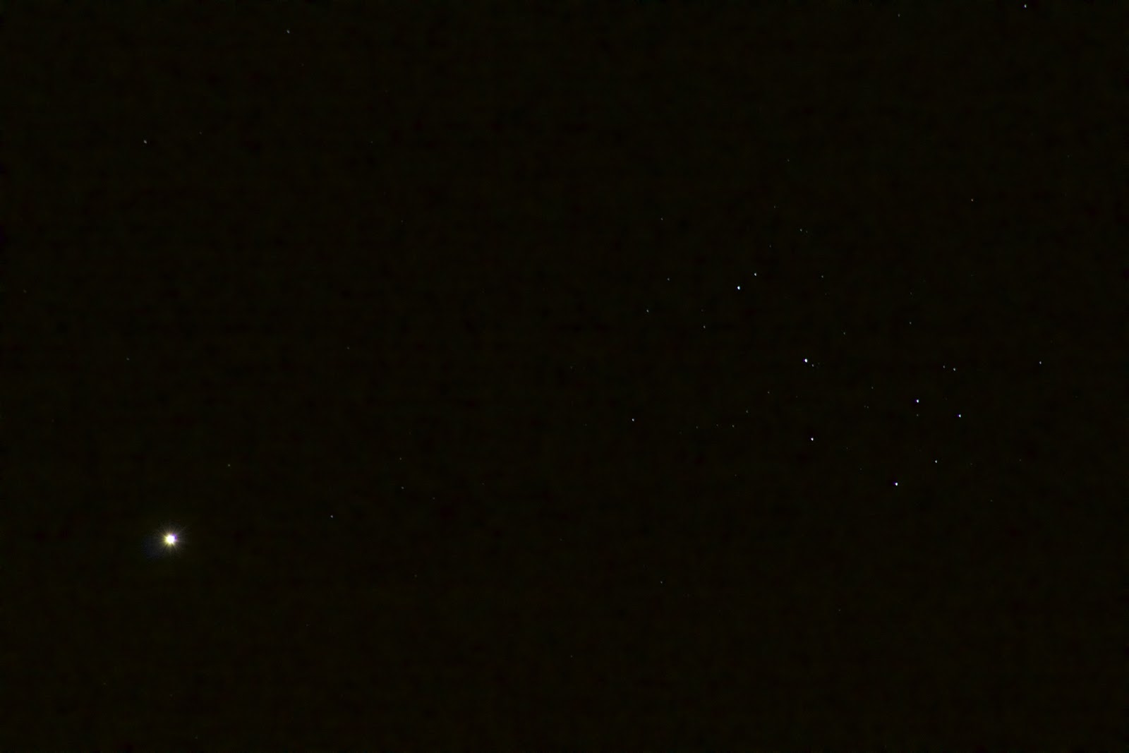 Venus and Pleiades with T5i at 300mm