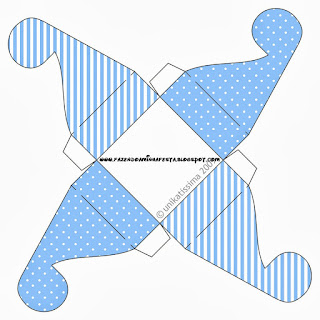 Light Blue with Stripes and Polka Dots: Free Printable Boxes. 