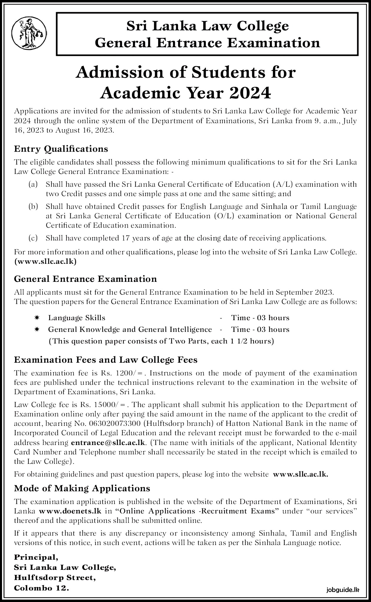 Law Entrance Exam 2024