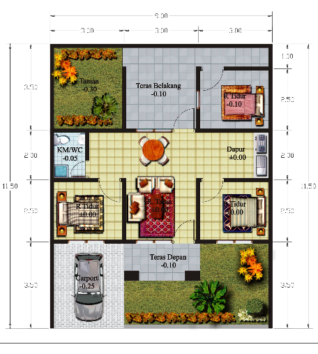 Kumpulan Denah  Desain Rumah  Minimalis  1 Lantai  dan 2 