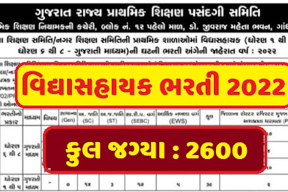 Vidyasahayak Bharti Gujarat 2600 Vacancy @vsb.dpegujarat.in