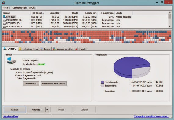 Acelera tu disco duro con Defraggler