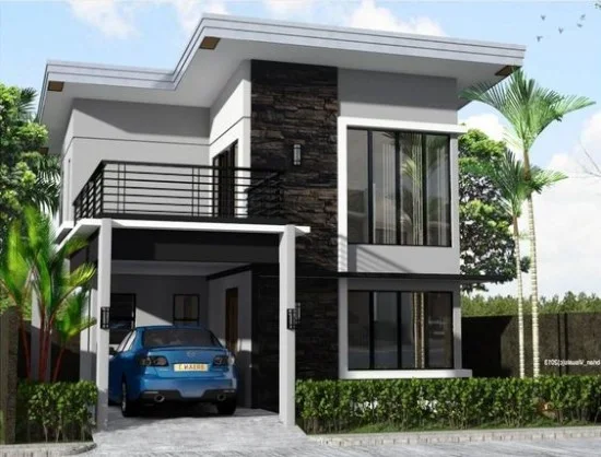 desain inspiratif Rumah minimalis 2 lantai dengan balkon terbuka