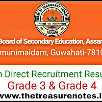 Assam Direct Recruitment Result 2022 (Link) Grade 3 & 4 Merit List, Cut off @thetreasurenotes.in