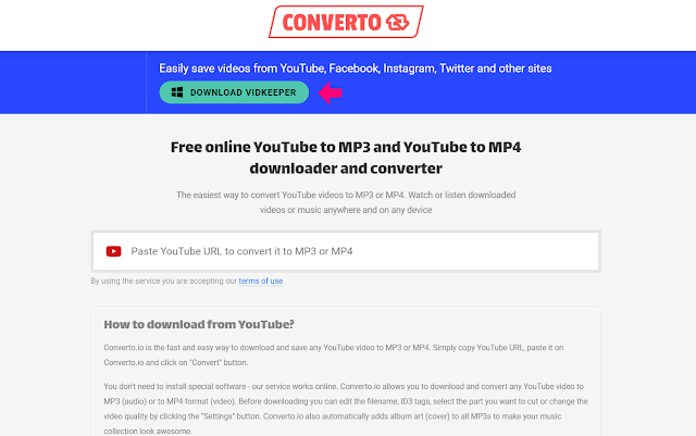Converto - YouTube video to MP3 or MP4