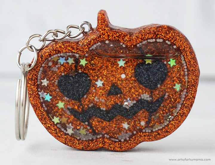 Halloween Pumpkin Resin Shaker Keychain