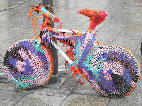 Spotted in the Main Market Square: I've heard of yarn bombing but I'd never seen anything like this crocheted bike. How do you ride it?!