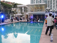 A view of the string quartet performing by the poolside