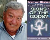 غلاف كتاب علامات الآلهة للمؤلف إيريخ فون دانيكن ، يتحدث عن آلة تصدر آثار إشعاعية في تابوت العهد