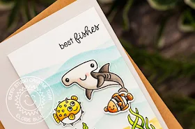 Sunny Studio Stamps: Best Fishes Catch A Wave Woodland Borders Best Wishes Punny Cards by Leanne West and Eloise Blue