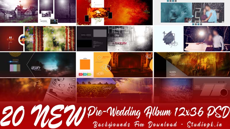 20 New Pre-Wedding Album 12x36 PSD Backgrounds