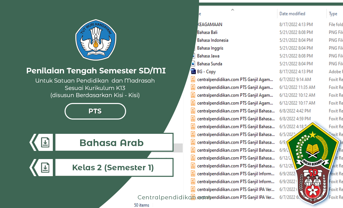 Soal dan Jawaban PTS Bahasa Arab Kelas 2 MI 2022 PDF/Word Semester 1