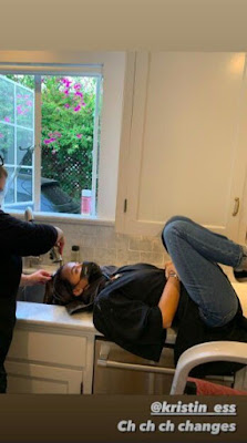 Kristin Ess dyed Lucy Hale hair red in kitchen sink