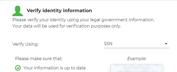verification, choose SSN