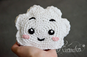 Krawka: crochet cute cloud mini pillow kawaii style free pattern by Krawka