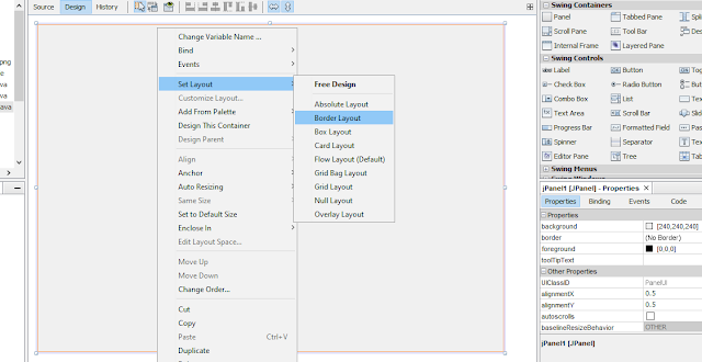 Seleccionar Layout el cual sera BorderLayout