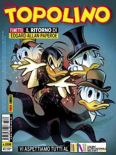 Topolino 3208 - 17 Maggio 2017 | ISSN 1120-611X | CBR 215 dpi | Settimanale | Fumetti | Universo Disney
Topolino apparve in Italia il 30 marzo 1930, quando sul n.13 del settimanale torinese Illustrazione del Popolo, diretto da Lorenzo Gigli, fu pubblicata la prima striscia disegnata da Ub Iwerks e intitolata Le avventure di Topolino nella giungla. Due anni dopo si ha il primo libro illustrato italiano con le sue immagini: Sua Altezza Reale il Principe Codarello e, poco più tardi, il 31 dicembre 1932, esce il primo numero di Topolino in formato giornale, edito da Nerbini.
Sulla falsariga del celebre Corriere dei Piccoli, anche Topolino si presentava ai lettori con periodicità settimanale e si apriva con una breve storia in cui le didascalie sono scritte in rima e realizzata da Giove Toppi, che divenne quindi il primo autore Disney italiano. Sul settimanale della Nerbini, comunque, trovano spazio soprattutto le strisce e le tavole realizzate da Floyd Gottfredson. In queste storie vengono anche introdotte delle didascalie in rima, scritte dal primo direttore della rivista, Paolo Lorenzini (detto Collodi Nipote in quanto nipote di Carlo Collodi), e viene anche assegnato il nome definitivo alla spalla di Topolino, ovvero quel Pippo un po' lunatico e un po' svampito che sui libri della Salani veniva ancora chiamato Medoro.
Nerbini non si era assicurato correttamente i diritti di pubblicazione: quando aveva varato la sua rivista, infatti, si era rivolto al Consorzio Cinematografico E.I.A., il distributore dei cortometraggi di Topolino, quando in realtà i diritti per le riviste erano stati dati in mano al giornalista Guglielmo Emanuel dallo stesso Disney. Per cui, per un paio di numeri, la testata passò da Topolino a Topo Lino, per poi riprendere la nota testata con il n.7. Il Topolino Giornale era formato da otto pagine e non conteneva solo storie a fumetti Disney ma anche storie non-Disney che anzi erano di solito la maggioranza delle storie presenti in un numero.
Il numero 137 del Topolino Giornale, dell'11 agosto 1935, segna il passaggio di consegne da Nerbini alla Mondadori. Il fascismo, tuttavia, causò dei problemi al giornale. Dal 1938, il Min.Cul.Pop. (Ministero della Cultura Popolare) impone alla stampa di non editare più i protagonisti del fumetto popolare americano. Il solo Topolino è risparmiato, e così il suo logo e il suo personaggio possono continuare ad esistere nelle edicole italiane, ma in piena seconda guerra mondiale, a partire dal n.476 del 27 gennaio 1942, anche il settimanale è costretto a cedere alle restrizioni. Lo sostituisce Tuffolino, un ragazzetto dalle medesime caratteristiche fisiche, disegnato dal grande illustratore Pierlorenzo De Vita. Con la fine del fascismo, le avventure di Topolino poterono di nuovo essere pubblicate.
Alla fine degli anni quaranta, però, i giornali a fumetti che pubblicavano storie a puntate di non più di due tavole ad episodio erano irrimediabilmente in crisi, e così lo stesso Topolino, le cui vendite erano di gran lunga calate rispetto al periodo d'oro. Mondadori, però, non poteva rinunciare alla rivista da edicola per non perdere i ricchi diritti delle pubblicazioni da libreria, così decise un doloroso ma necessario cambio di formato e periodicità. Nel 1949 nasce così il periodico a fumetti Topolino formato libretto, all'inizio con cadenza mensile, quindi quindicinale e, infine, settimanale, fino a giungere a oggi al suo sessantesimo anniversario e con oltre 3000 numeri usciti, ricchi di storie tra le più famose, con autori da Carl Barks a Romano Scarpa, da Floyd Gottfredson a Giovan Battista Carpi e così via.