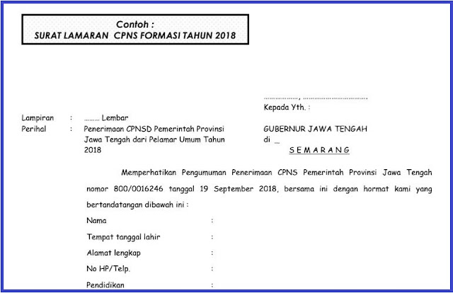 Download Contoh Surat Lamaran Cpns 2018 Komunitas Smk