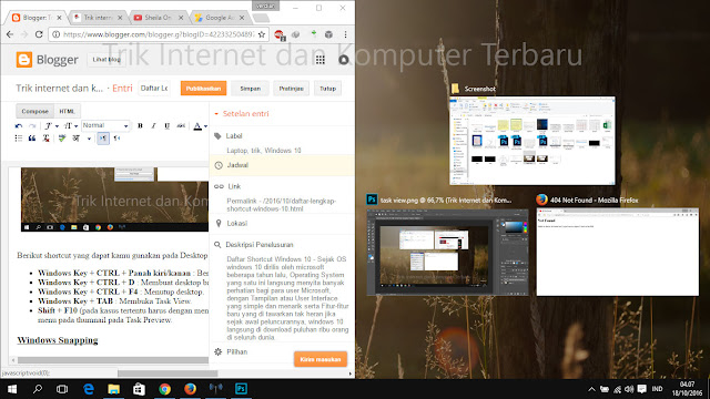 Daftar Lengkap Shortcut Windows 10