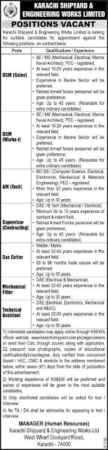 Latest Government jobs In Karachi Shipyard and Engineering Works Limited