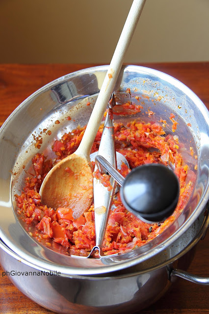 Passata di pomodoro e spaghetti col sugo