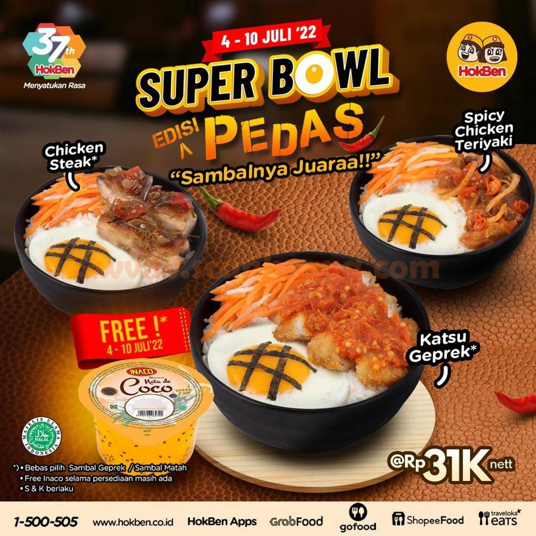 Promo Hokben Paket Super Bowl Edisi Pedas hanya Rp. 31Ribu