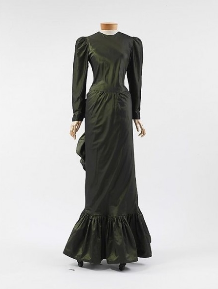 Iridescent Green Victorian Evening Dress 