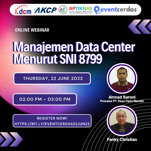 Undangan Webinar Manajemen Data Center Menurut SNI 8799 - 22 Juni 2023