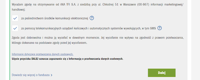 Zgody marketingowe wymagane we wniosku o IKZE w AXA TFI w promocji z premią 200 zł