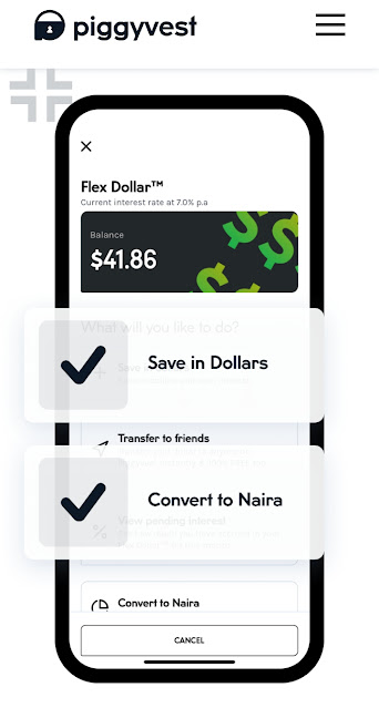 Alt: = "PiggyVest Flex Dollar Wallet Screenshot"