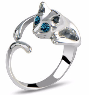 Cat Rings Jewelry Silver Blue Eye