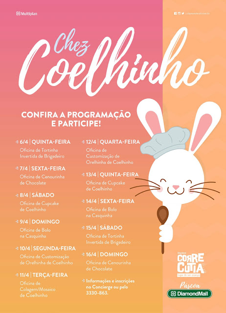 Chez coelhinho, oficina de páscoa, Roteirinho da Sorte, Mamãe Sortuda, Diamond Mall, Link Comunicação, Páscoa, evento de páscoa em Belo Horizonte, corre cutia, decoração de Páscoa