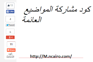 كود أزرار المشاركة العائمة يمين الصفحة فيس بوك وتويتر وجوجل بلس